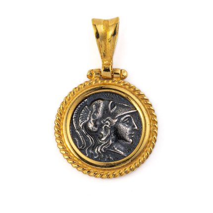Goddess Athena Pendant - 925 Sterling Silver Gold Plated