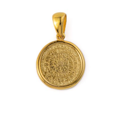 Minoan Phaistos Disc Pendant and Vergina Sun – 925 Sterling Silver Gold Plated