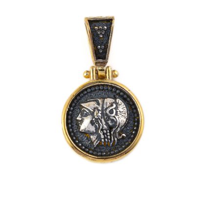 Goddess Athena Drop Pendant - 925 Sterling Silver Gold Plated