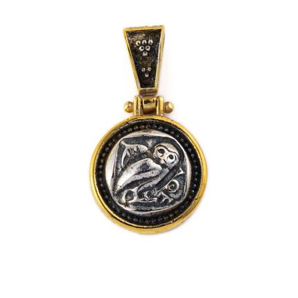 Wisdom Owl Drop Pendant - 925 Sterling Silver Gold Plated