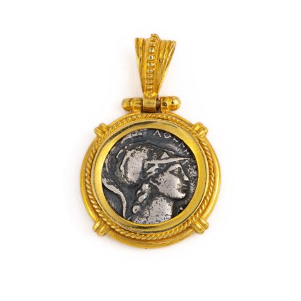 Goddess Athena - Silver Gold Plated Coin Pendant