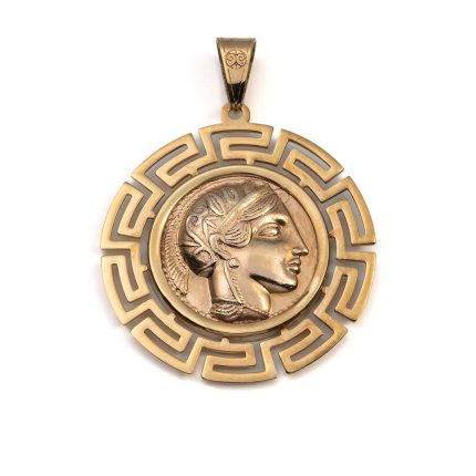 Athena and the Owl of Wisdom Coin Pendant - 14k Gold