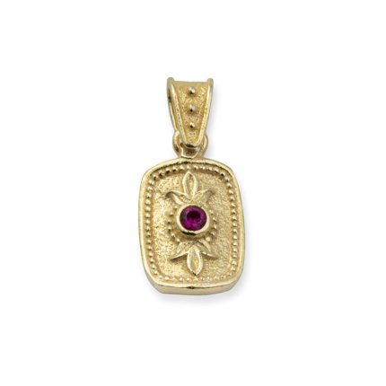 Byzantine Pendant with Red Zircon Stone