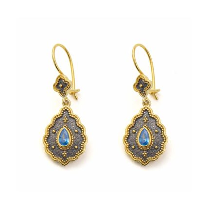 Byzantine Dangle Earrings with Blue Zircon