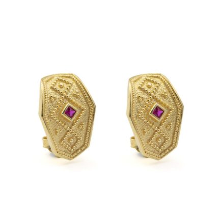 Byzantine Geometric Stud Earrings with Zircon