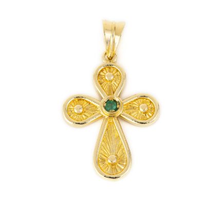 14K Gold Byzantine Emerald Cross