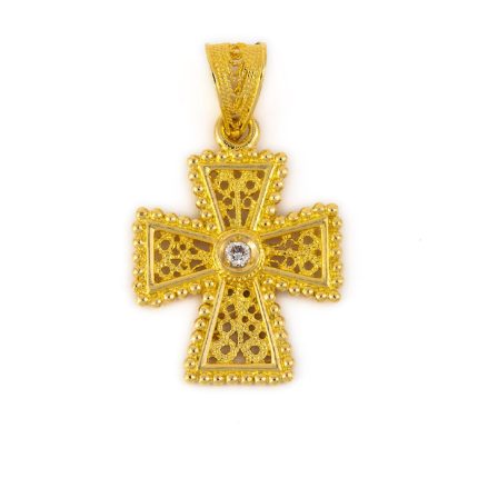18K Gold Byzantine Cross with Swarovski