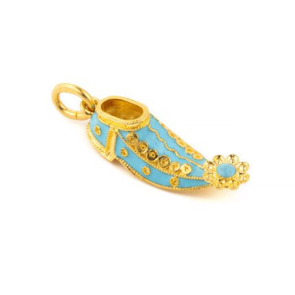 14k Yellow Gold Pendant Traditional Greek Tsarouhi