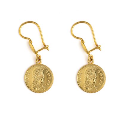 Goddess Athena Dangle Earrings - 14K Gold