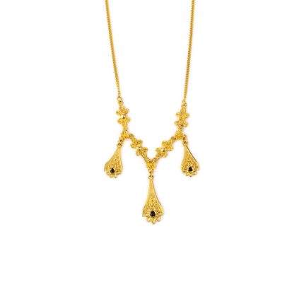 18K Gold Byzantine Filigree Sapphire Necklace