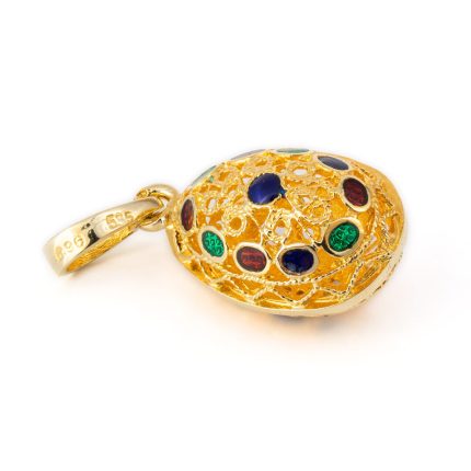 Filigree Egg Pendant with Spiral Motifs - 14k Gold
