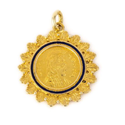 14K Gold Goddess Athena Coin Pendant