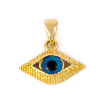 14K Solid Gold Evil Eye Pendant