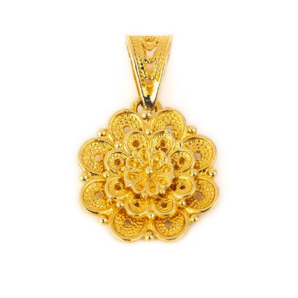 18K Gold Filigree Byzantine Rosette Pendant