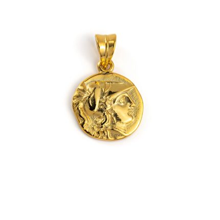 Goddess Athena Coin Pendant - 14K Gold