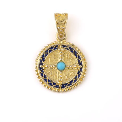 Constantinato Pendant with Enamel and Turquoise - 14K Gold