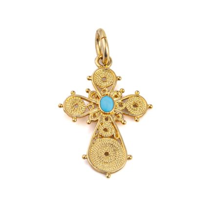 Byzantine Filigree Cross with Turquoise Enamel