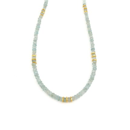 Aquamarine Necklace - 925 Sterling Silver and Gold Plated