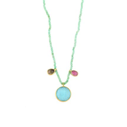 925 Sterling Silver and Gold Plated - Crisopraz Necklace