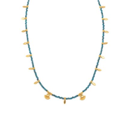 925 Sterling Silver and Gold Plated Necklace with Apatite Beads