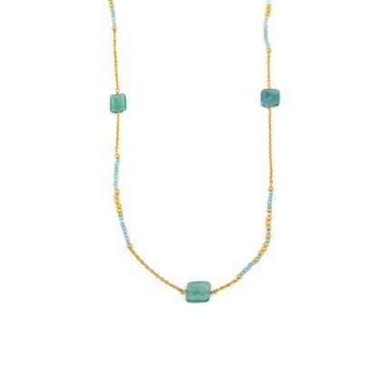 Apatite Gemstone Necklace - 925 Sterling Silver and Gold Plated