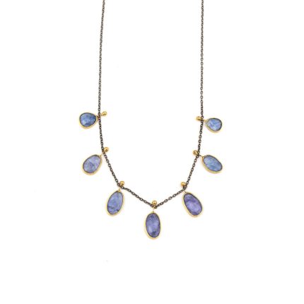 925 Sterling Silver and Gold Plated Necklace with Tanzanite