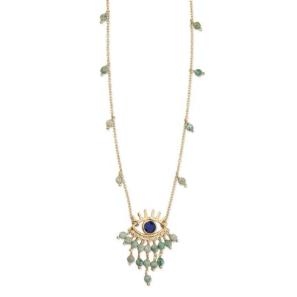 Evil Eye Vintage Necklace with Amazonite & Lapis Lazuli