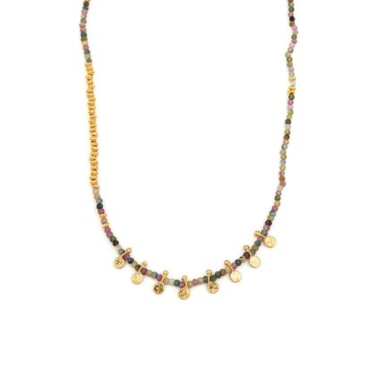 Tourmaline Gemstone Necklace - 925 Sterling Silver and Gold Plated