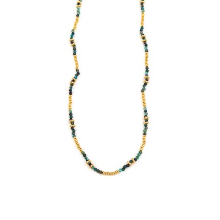 925 Sterling Silver and Gold Plated Necklace with Chrysocolla Beads