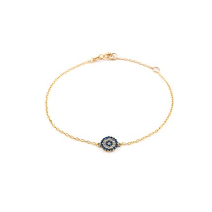 14K Gold Eye Bracelet with Blue Zircons