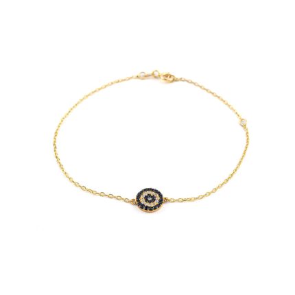 14K Gold Eye Bracelet with Zircons