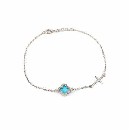 Sterling silver Turquoise Cross bracelet with zircon