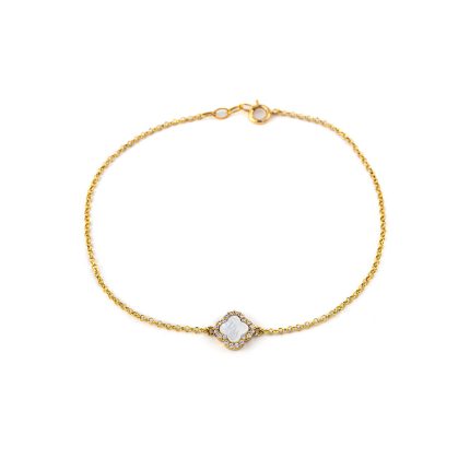 Sterling silver Yellow Gold Plated Cross bracelet with zircon