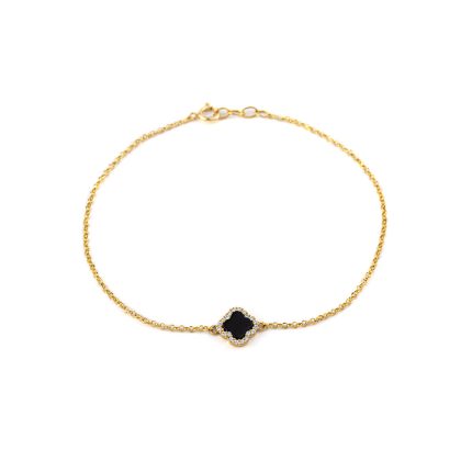 Sterling silver Gold Plated Black Onyx Cross bracelet with zircon