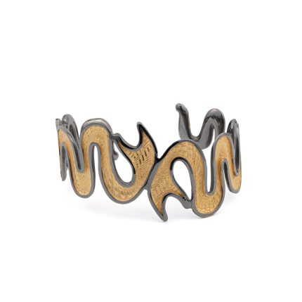 Snake Cuff Bracelet - 925 Sterling Silver and Gold Plated