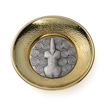 Bronze Plate Cycladic Figurine - 925 Silver