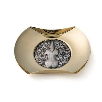 Bronze Plate with Cycladic Figurine - 925 Silver