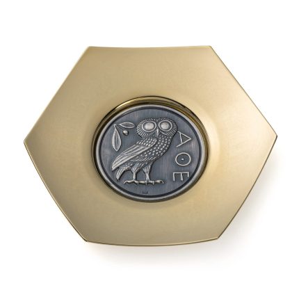 Bronze Plate Athenian Tetradrachm Wisdom Owl - 925 Silver