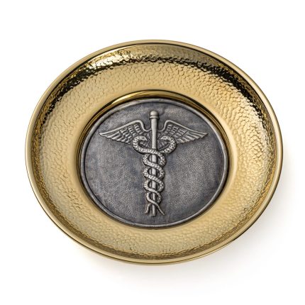 Bronze Plate Caduceus The Symbol of Medicine - 925 Silver