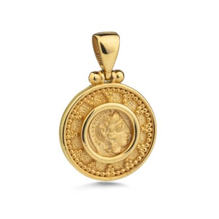 Goddess Athena Pendant - 14k Yellow Gold