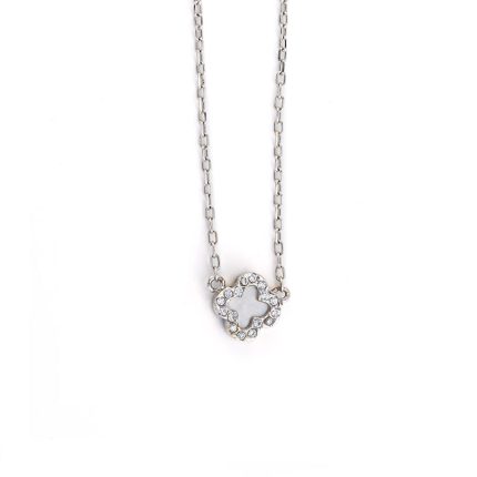 Fildisi Cross Necklace with White Zircon - 14k Gold