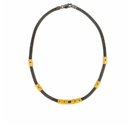 Byzantine Silver Gold Plated Necklace with Swarovski crystals