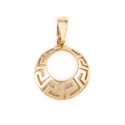 14k Gold Circle Meander Pendant