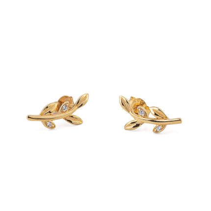 Olive Leaf Earrings with Zircon
