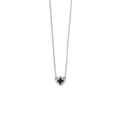 Black Clover Necklace with Zircon - Silver 925