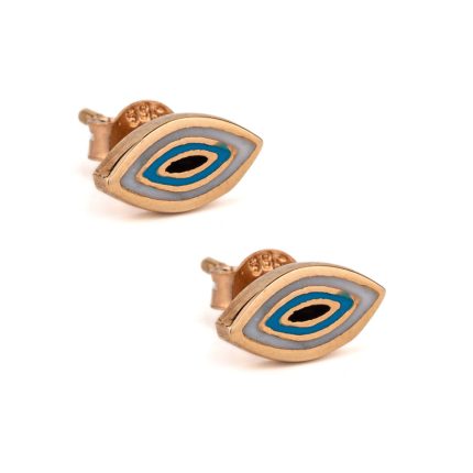 Evil Eye Stud Earrings – 14K Gold
