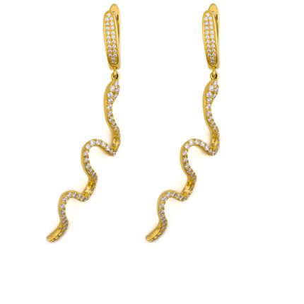 Snake Dangle Earrings with zircon – 925 Sterling Silver and Gold Plated