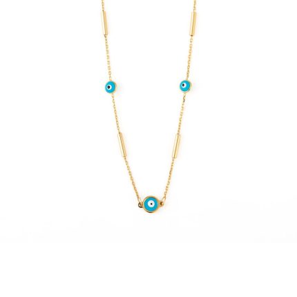 Evil Eyes Necklace- 14K Gold