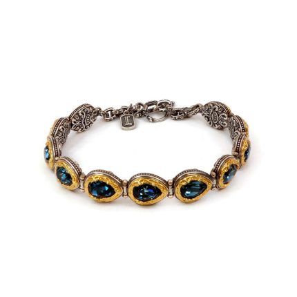 Byzantine Bracelet with London Blue Topaz Swarovski Crystal