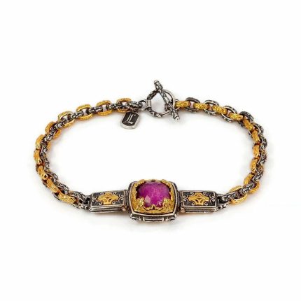 Byzantine Bracelet with Doublet Ruby Gemstone